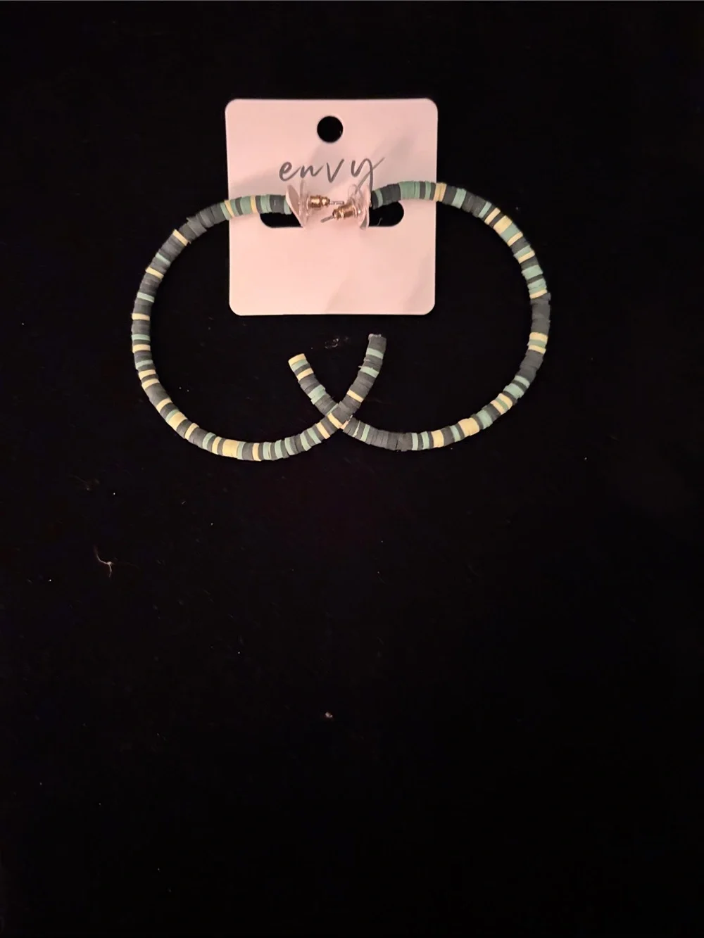 envy Mint Green and Light Blue Striped Hoop Earrings